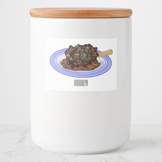 子羊シャンクの煮込み漫画イラストレーション フードラベル (正面)