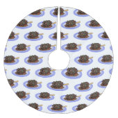 子羊シャンクの煮込み漫画イラストレーション ブラッシュドポリエステルツリースカート (正面)