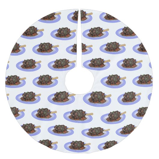 子羊シャンクの煮込み漫画イラストレーション ブラッシュドポリエステルツリースカート (正面)