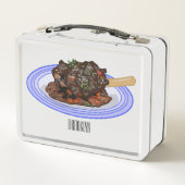 子羊シャンクの煮込み漫画イラストレーション メタルランチボックス (裏面)