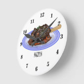 子羊シャンクの煮込み漫画イラストレーション ラウンド壁時計 (傾斜)