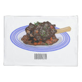 子羊シャンクの煮込み漫画イラストレーション 枕カバー (裏面)