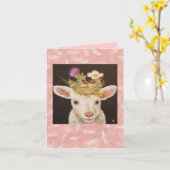 子羊2つのベビー深紅色notecard カード (黄色い花)