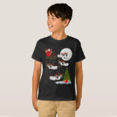 子羊 サンタ ソリ 空飛ぶ 面白い 魔法の クリスマス Tシャツ (正面フル)