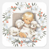 子羊 – バティズム招待状 スクエアシール (正面)