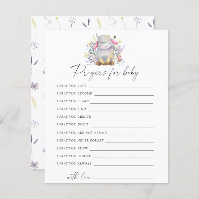 子羊 – パーティーゲーム |ベビーゲームの祈りの言葉 (正面/裏面)