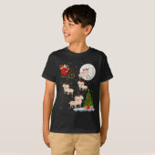子羊 ヒツジ サンタ ソリ 飛行 おかしい 魔法の クリスマス Tシャツ (正面フル)