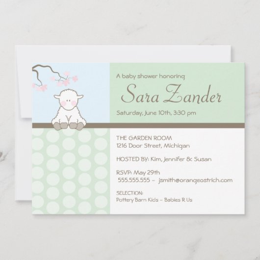 子羊  |  ベビーシャワーの招待状 招待状 (正面)