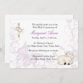 子羊 ラベンダー キリスト教 招待状 (正面/裏面)