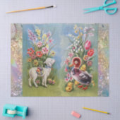 子羊、リトルアヒル、鶏、花とイースターエッグ 薄葉紙 (クラフト)