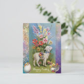 子羊、復活祭の卵と花カラフル類 シーズンポストカード (スタンド正面)