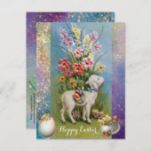 子羊、復活祭の卵と花カラフル類 シーズンポストカード (正面/裏面)