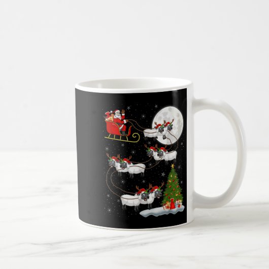 子羊 羊 サンタ ソリ 飛行 おかしい 魔法の クリスマス コーヒーマグカップ (右)