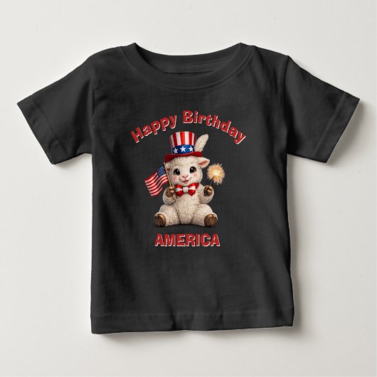 子羊(5歳用)愛国心あふれる子供用Tシャツ ベビーTシャツ (正面)