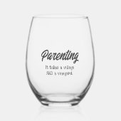 子育おもしろいて引用文 ステムなしワイングラス (正面)