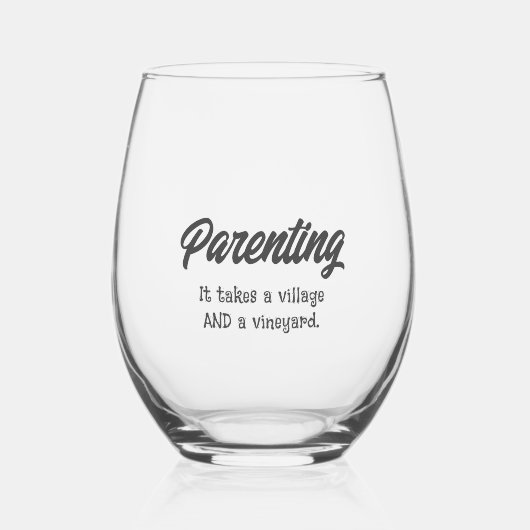 子育おもしろいて引用文 ステムなしワイングラス (正面)