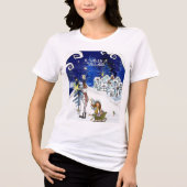 子育ては村ぐるみで: 氷青の冬の魔法ママ トライブレンドTシャツ (正面)