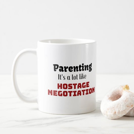 子育ては…人質交渉に似ている コーヒーマグカップ (ドーナツ)