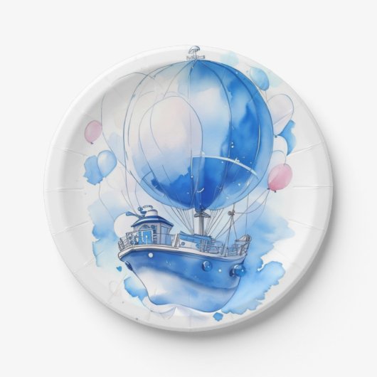 子育てへのセーリング：男の航海の子の赤ちゃんシャワー ペーパープレート (正面)