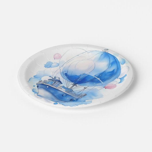 子育てへのセーリング：男の航海の子の赤ちゃんシャワー ペーパープレート (アングル)