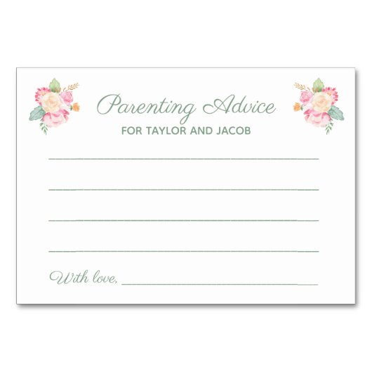 子育てアドバイスフローラ水カラーベビーシャワー テーブルナンバー (正面)