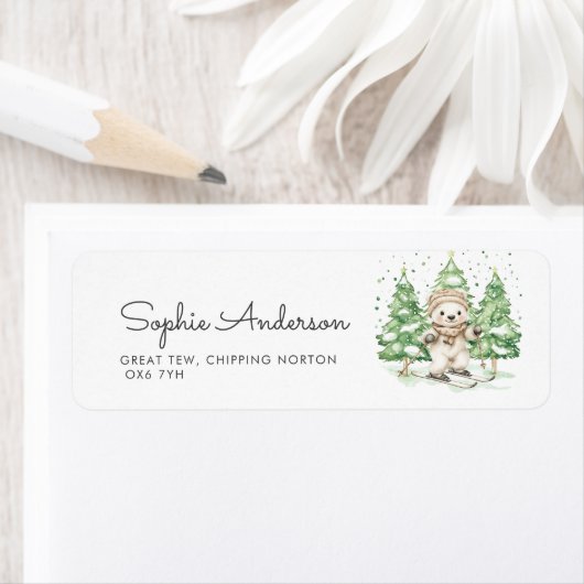 子育て中にスキー冬の赤ちゃんシャワーアドレス ラベル (インサイチュ)