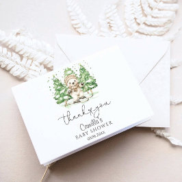 子育て中にスキー冬の赤ちゃんシャワー サンキューカード