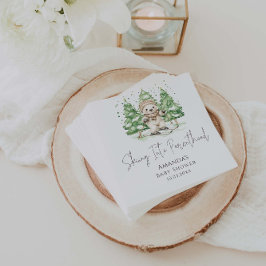 子育て中にスキー冬の赤ちゃんシャワー スタンダードランチョンナプキン