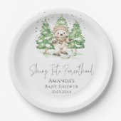 子育て中にスキー冬の赤ちゃんシャワー ペーパープレート (正面)
