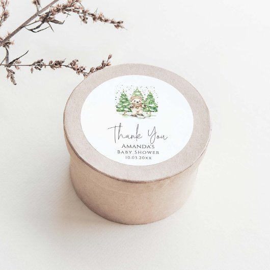 子育て中にスキー冬の赤ちゃんシャワー ラウンドシール