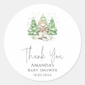 子育て中にスキー冬の赤ちゃんシャワー ラウンドシール (正面)