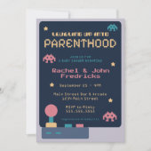 子育て中へのレベリングのビデオゲーム赤ちゃんシャワー 招待状 (正面)