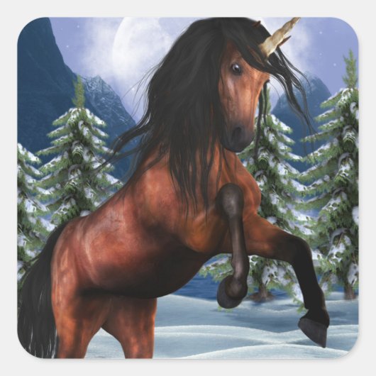 子育て栗ユニコーンステッカー スクエアシール (正面)