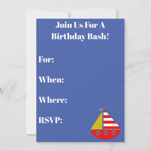 子航海のども誕生日 招待状 (裏面)