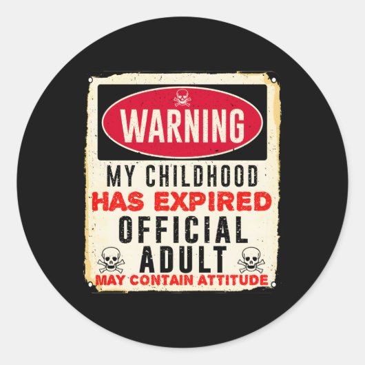 子警告供18歳を過ぎた ラウンドシール (正面)