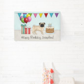 子豚かわいい漫画の犬のカラフルハッピーバースデー 横断幕 (インサイチュ)