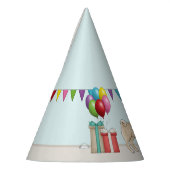 子豚かわいい漫画の犬のカラフル誕生日 パーティーハット (左)