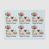 子豚かわいい漫画の犬のカラフル誕生日 薄葉紙 (正面)