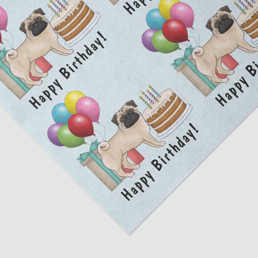 子豚かわいい漫画の犬のカラフル誕生日 薄葉紙 (詳細)