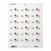 子豚かわいい漫画の犬のデザインとカスタム文字 ラベル (フルシート)