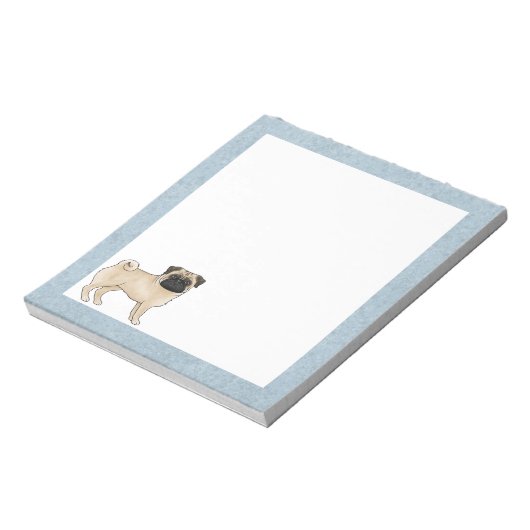 子豚かわいい漫画イラストレーション青いエッジ ノートパッド (回転)