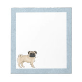 子豚かわいい漫画イラストレーション青いエッジ ノートパッド (正面)