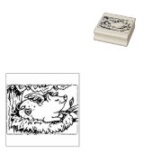 子豚が飛ぶと巣を作り、かわいい飛んでいる豚 ラバースタンプ (押印)