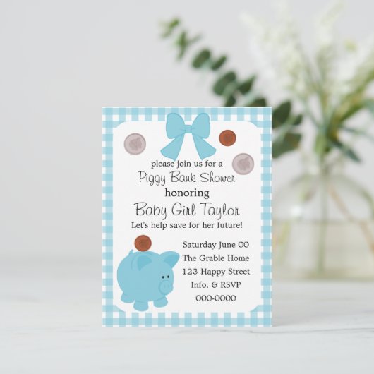 子豚の銀行ベビーシャワー 招待状 (スタンド正面)