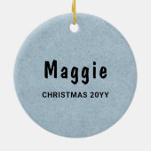 子豚モップス犬の品種デザインかわいい犬の頭青 セラミックオーナメント (裏面)