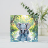 子象のテーマ | 初めての誕生日パーティー 招待状 (スタンド正面)