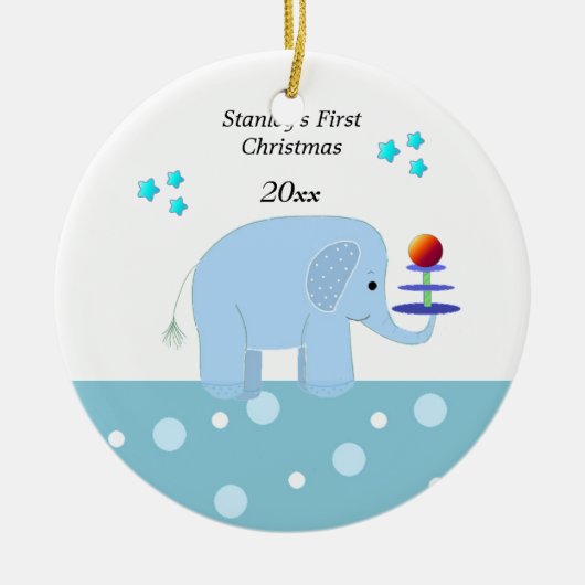 子象の初めてのクリスマス セラミックオーナメント (正面)