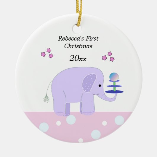 子象の初めてのクリスマス セラミックオーナメント (正面)