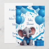 子象の誕生日お祝い 🐘 招待状 (正面/裏面)