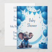 子象の誕生日パーティーお楽しみ🐘 招待状 (正面/裏面)